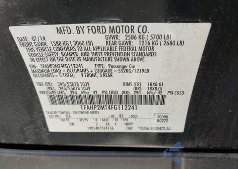 2015 Ford Police Interceptor z USA, uszkodzony, nr VIN 1FAHP2MT4FG112241